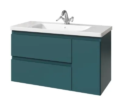 Тумба под раковину Caprigo Forte 36115R-SF013, 100 см подвесная, дверь справа, изумрудно-бирюзовый