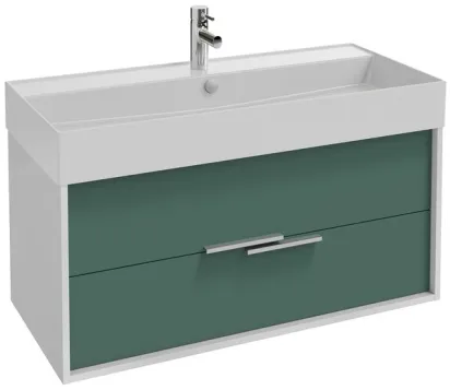 Тумба под раковину Jacob Delafon Vivienne 100 см, корпус белый глянцевый, фасад эвкалипт матовый, ручки хром, EB1508-N18-M87