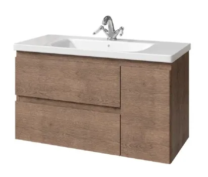 Тумба под раковину Caprigo Forte 36115R-RF15, 100 см подвесная, дверь справа, светлый орех