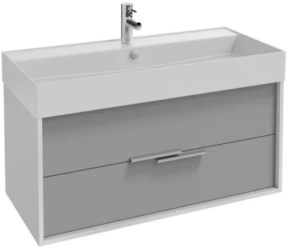Тумба под раковину Jacob Delafon Vivienne 100 см, корпус белый глянцевый, фасад серый титан матовый, ручки хром, EB1508-N18-M54