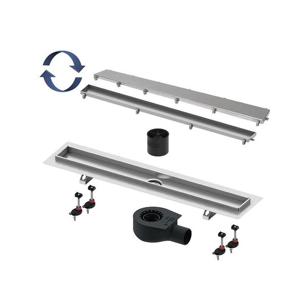 Комплект TECE Linus 15103089, 80 см, для монтажа дренажного канала 2 в 1 с основой для плитки tile и steel с мембраной, хром матовый